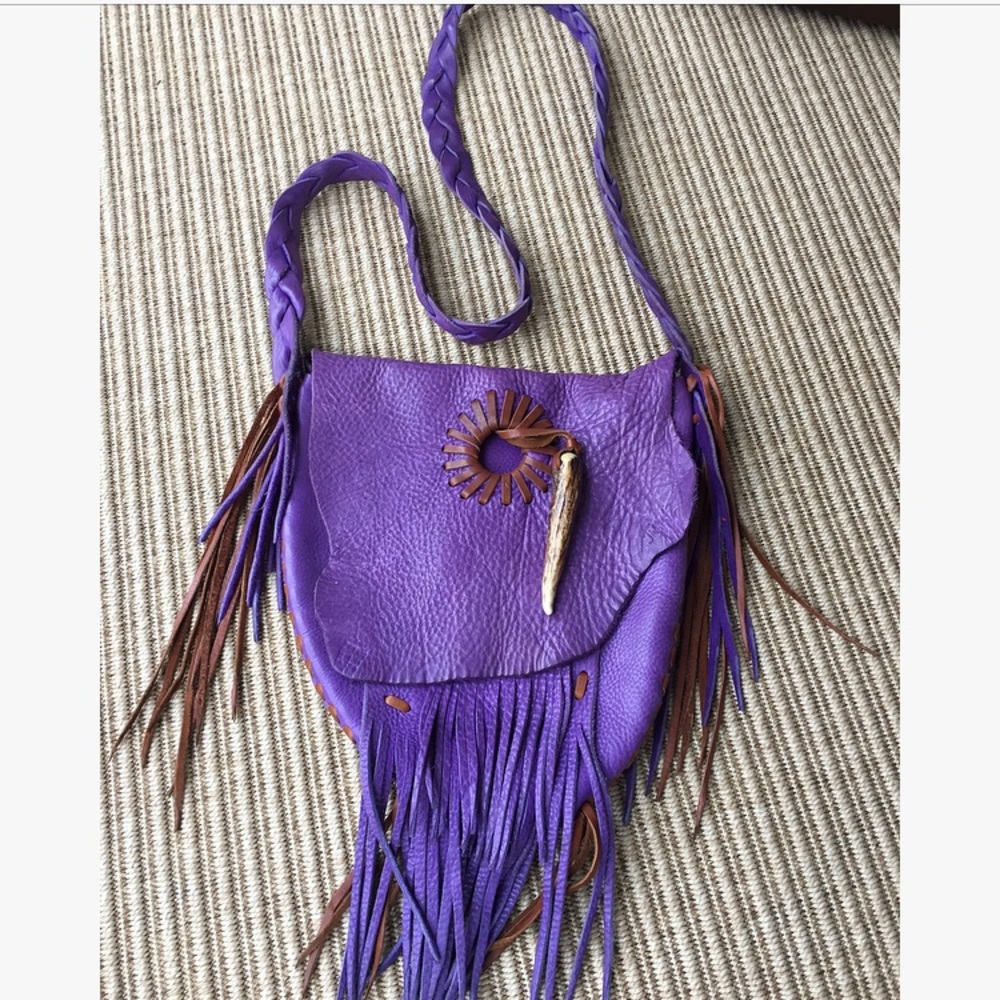 Jimmi WZ Purple Leather Crossbody Fringe Purse